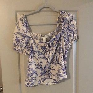 Blue and white crop top